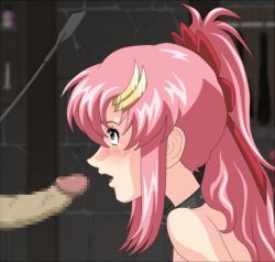 Rule 34 | 00s, animated, animated gif, blue eyes, blush, censored, collar, embarrassed, fellatio, forced, gundam, gundam seed, gundam seed destiny, lacus clyne, lowres, oral, penis, pink hair, rape, scarlet beast, tearing up, tears, tongue, tongue out