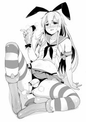 Rule 34 | 1boy, :d, arm support, bad id, bad pixiv id, blush, boots, bow hairband, buttons, censored, crossdressing, crotch cutout, crotchless, crotchless panties, cum, cum in ass, cumdrip, dildo, double-breasted, elbow gloves, flaccid, gloves, greyscale, hair between eyes, hairband, heart, heart censor, high heel boots, high heels, highleg, highleg panties, highres, kantai collection, long hair, looking at viewer, microskirt, midriff, monochrome, navel, neckerchief, open mouth, panties, penis, pleated skirt, sailor collar, school uniform, serafuku, sex toy, shimakaze-kun, shimakaze (kancolle), simple background, skirt, smile, solo, striped clothes, striped thighhighs, thighhighs, trap, underwear, wakamesan, white background