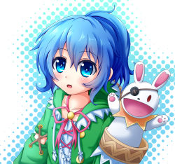 Rule 34 | 10s, 1girl, bad id, bad pixiv id, blue eyes, blue hair, blush, bow, rabbit, collarbone, date a live, hand puppet, hood, hoodie, matching hair/eyes, open mouth, puppet, short hair, sills, solo, stuffed animal, stuffed rabbit, stuffed toy, yoshino (date a live), yoshinon