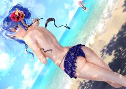 Rule 34 | 2girls, anemachi, ass, beach, bikini, blue eyes, blue hair, blue nails, blurry, commentary request, depth of field, dutch angle, earrings, flower, hair flower, hair ornament, highres, hololive, hoshimachi suisei, jewelry, looking back, mugiusagi, multiple girls, nail polish, pink hair, siblings, side ponytail, sisters, star (symbol), star earrings, swimsuit, virtual youtuber