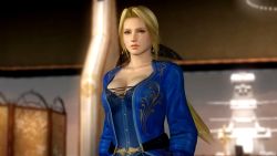 Rule 34 | 1girl, 3d, blonde hair, blue eyes, breasts, cleavage, dead or alive, dead or alive 5, helena douglas, highres, large breasts, long hair, looking at viewer, official art, tecmo