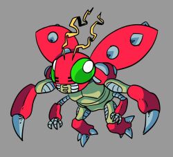 Rule 34 | 1boy, antennae, bug, claws, digimon, digimon (creature), exoskeleton, male focus, no hands, solo, spikes, tentomon