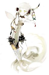 Rule 34 | 1girl, albino, flower, horns, okama, original, solo, white hair