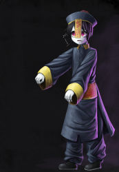 Rule 34 | 1boy, absurdres, black coat, black footwear, black hat, black pants, chinese clothes, coat, commentary request, fangs, full body, hat, highres, jiangshi, male focus, nekonekosan (kemushima3), ofuda, open mouth, original, outstretched arms, pants, pink eyes, qingdai guanmao, short hair, solo, standing, zombie pose