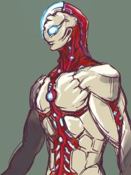 Rule 34 | 1boy, alien, blue eyes, character request, commentary, creature, glowing, glowing eyes, highres, kuroda asaki, male focus, redesign, shin ultraman, solo, superhero costume, tagme, translation request, ultra series, ultraman, ultraman (1st series)