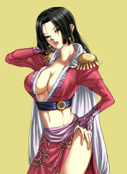 Rule 34 | boa hancock, breasts, cape, cleavage, epaulettes, highres, long hair, one piece