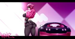 Rule 34 | 1girl, absurdres, ass, breasts, car, highres, large breasts, manon legrand, motor vehicle, nofuture, purple hair, solo, street fighter, street fighter 6
