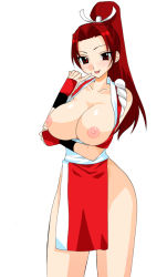 Rule 34 | breasts, breasts out, large breasts, open clothes, open shirt, shiranui mai, shirt, snk, the king of fighters, tongue