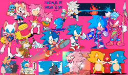 Rule 34 | &gt; &lt;, 4girls, 5boys, ^ ^, aimf, alternate costume, amy rose, angry, animal ears, animal nose, apron, arm up, armlet, arms behind back, arms up, artist name, bare shoulders, bat ears, bat girl, bat wings, belt, black footwear, black fur, black hair, blonde hair, blue-tinted eyewear, blue apron, blue eyeshadow, blue footwear, blue gemstone, blue hair, blue hairband, blue jacket, blue neckerchief, blue shirt, blue shorts, blue sky, body fur, boots, bow, bowtie, breasts, brown gloves, bucket, candy, chao (sonic), chaos emerald, cheerleader, cheese (sonic), chibi, chibi inset, child, closed eyes, closed mouth, cloud, collared dress, confetti, cream the rabbit, creature on head, crop top, cropped jacket, cross-laced footwear, crying, dated, dirty, dirty clothes, dirty face, dress, eating, english text, eyeshadow, eyewear on headwear, flat chest, food, fox boy, fox ears, fox tail, fringe trim, from behind, from side, full body, furry, furry female, gem, gloves, goggles, green eyes, green shirt, grey-framed eyewear, grey fur, grey hair, grin, hairband, half-closed eyes, hammer, hand up, hands up, happy, heart, height difference, holding, holding bucket, holding hammer, holding hands, holding paintbrush, holding polearm, holding skateboard, holding spear, holding weapon, index fingers together, jacket, japanese text, jewelry, kicking, knee boots, knuckles the echidna, leaning forward, leg up, lollipop, long hair, looking at viewer, looking up, makeup, maria robotnik, midriff, miniskirt, multicolored hair, multiple boys, multiple girls, multiple views, neck fur, neckerchief, necklace, open clothes, open jacket, open mouth, orange eyes, orange fur, orange skirt, outline, outstretched arms, own hands together, paint can, paint splatter, paintbrush, painting (action), paper airplane, toy hammer, pink background, pink dress, pink fur, pink hair, pinstripe dress, pinstripe pattern, pleated skirt, polearm, pom pom (cheerleading), profile, puffy short sleeves, puffy sleeves, purple wings, rabbit ears, rabbit girl, raglan sleeves, red bow, red bowtie, red dress, red footwear, red hair, red jacket, rouge the bat, running, shadow the hedgehog, sharp teeth, shirt, shoes, short dress, short hair, short shorts, short sleeves, shorts, sidelocks, sideways mouth, sign, signature, silver the hedgehog, simple background, skateboard, skateboarding, skirt, sky, sleeveless, sleeveless dress, sleeveless shirt, small breasts, smile, sneakers, snout, socks, sonic (series), sonic the hedgehog, sonic the hedgehog (2006), sonic the hedgehog (classic), sparkle, spear, speech bubble, spiked hair, standing, star (symbol), streaked hair, striped, super sonic, tail, tails (sonic), talking, tears, teeth, tinted eyewear, traditional bowtie, translation request, tribal, two-handed, two-tone fur, two-tone hair, upper body, waist apron, weapon, white dress, white footwear, white fur, white gemstone, white gloves, white hair, white legwear, white sleeves, wings, yellow fur