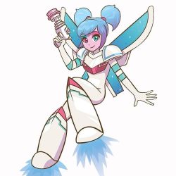 Rule 34 | 1girl, armor, artist request, blue eyes, blue hair, bodysuit, boots, check artist, closed mouth, energy gun, full body, general sweet mayhem, gloves, heterochromia, holding, holding weapon, image sample, looking at viewer, marvin mendoza, mechanical wings, medium hair, ray gun, red eyes, shoulder armor, simple background, smile, solo, the lego group, the lego movie 2: the second part, twintails, weapon, white background, white bodysuit, white gloves, wings