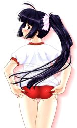 Rule 34 | 1girl, adjusting buruma, adjusting clothes, ass, blush, buruma, fujimiya, gym uniform, highres, long hair, solo