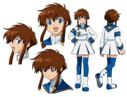 Rule 34 | angelic layer, blue eyes, brown hair, character sheet, lowres, school uniform, serafuku, suzuhara misaki, thighhighs