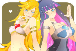 Rule 34 | 10s, ;p, blush, breasts, cleavage, naughty face, one eye closed, panty &amp; stocking with garterbelt, panty (psg), stocking (psg), tongue, tongue out, wink