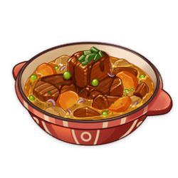 Rule 34 | artist request, carrot, commentary, english commentary, food, food focus, game cg, genshin impact, lowres, meat, muted color, no humans, official art, peas, pot, potato, simple background, stew, still life, third-party source, transparent background