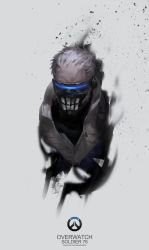 Rule 34 | 1boy, alle page, facial mark, jacket, male focus, mask, mouth mask, overwatch, overwatch 1, scar, short hair, soldier: 76 (overwatch), solo, visor, white hair