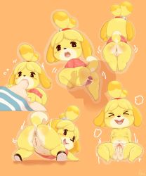 Rule 34 | &gt; &lt;, 1boy, 1girl, 2021, absurdres, anilingus, animal crossing, animal ears, animal nose, anus, artist logo, ass, bell, black eyes, blonde hair, blush, blush stickers, breasts, cleft of venus, closed eyes, collarbone, cunnilingus, dated, disembodied penis, dog ears, dog girl, dog tail, fellatio, full body, furry, furry female, furry with non-furry, hair bell, hair ornament, hand on another&#039;s thigh, highres, interspecies, isabelle (animal crossing), jingle bell, leaf print, looking back, medium breasts, motion lines, navel, nintendo, nipples, nude, open mouth, oral, orange background, outline, penis, presenting, pussy, pussy juice, sake kemosalmon, sex, shiny skin, shirt, short sleeves, silhouette, smile, solo focus, spread legs, tail, teeth, testicles, thick thighs, thighs, tongue, top-down bottom-up, topknot, uncensored, upper teeth only, vaginal