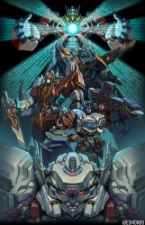 Rule 34 | blue eyes, ct990413, dai atlas, fortress maximus, glowing, god ginrai, gun, highres, holding, holding gun, holding sword, holding weapon, looking ahead, looking at viewer, matrix of leadership, mecha, no humans, open hands, red eyes, robot, science fiction, star convoy, star saber (transformers), super robot, sword, transformers, transformers: return of convoy, transformers: the headmasters, transformers super-god masterforce, transformers victory, transformers zone, weapon