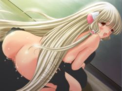 Rule 34 | 00s, 1girl, ass, blonde hair, blush, brown eyes, censored, chii, chobits, cowgirl position, game cg, girl on top, happy, long hair, mosaic censoring, nipples, non-web source, nude, penis, ryunnu, sex, solo focus, straddling, transparent, vaginal, very long hair, wet