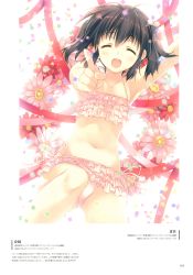 Rule 34 | 1girl, absurdres, armpits, bikini, frilled bikini, frills, highres, mitsumi misato, official art, pink bikini, scan, simple background, solo, swimsuit, to heart (series), to heart 2