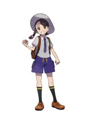 Rule 34 | 1girl, absurdres, artist request, backpack, bag, black socks, blue necktie, blue shorts, blush, braid, breast pocket, brown eyes, brown footwear, brown hair, child, collared shirt, creatures (company), female focus, flat chest, full body, game freak, grey hat, grey shirt, grin, hair ornament, hairclip, hand up, happy, hat, highres, holding, holding poke ball, juliana (pokemon), kneehighs, light blush, looking at viewer, matching hair/eyes, necktie, nintendo, official art, pocket, poke ball, poke ball (basic), pokemon, pokemon sv, school uniform, shirt, shoes, short sleeves, shorts, side braid, simple background, single braid, smile, socks, solo, standing, sun hat, swept bangs, teeth, third-party source, transparent background