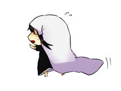 Rule 34 | 10s, 1girl, akemi homura, akemi homura (black dress), barefoot, blanket, chibi, closed eyes, crying, dress, female focus, funeral dress, mahou shoujo madoka magica, mahou shoujo madoka magica: hangyaku no monogatari, murota, open mouth, outstretched arms, simple background, solo, white background