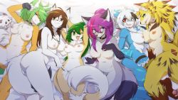 Rule 34 | 6+girls, absurdres, ahoge, animal ears, blush, breasts, cat ears, cat girl, cat tail, dragon, fox ears, fox girl, fox tail, furry, furry female, glasses, highres, huge filesize, jewelry, league of legends, multiple girls, necklace, nipples, nude, original, poro (league of legends), smile, snout, sollyz, tail, whiskers