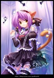 Rule 34 | 1girl, animal ears, bell, cat ears, cat tail, goth fashion, original, purple hair, solo, tail, thighhighs, twintails, ueda ryou