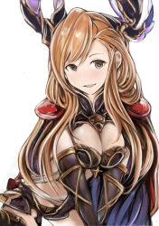 Rule 34 | 10s, 1girl, :d, bad id, bad pixiv id, black thighhighs, breasts, breasts squeezed together, brown hair, cape, cleavage, cleavage cutout, clothing cutout, elbow gloves, gloves, granblue fantasy, head wings, large breasts, leaning forward, light brown hair, long hair, looking at viewer, midriff, nannacy7, navel, open mouth, shorts, smile, solo, thighhighs, tweyen (granblue fantasy), v arms, wavy hair, wings