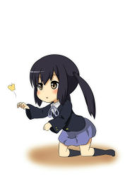 Rule 34 | bad id, bad pixiv id, black hair, brown eyes, bug, butterfly, chibi, insect, k-on!, kneeling, long hair, nakano azusa, school uniform, solo, twintails, ukami