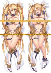 Rule 34 | 1girl, abi (abimel10), armor, bare shoulders, bikini, bikini bottom aside, bikini pull, blonde hair, blue eyes, blush, boots, bradamante (fate), bradamante (third ascension) (fate), braid, breasts, breasts out, caution tape, censored, closed mouth, clothes pull, clothing aside, crown braid, dakimakura (medium), elbow gloves, fate/grand order, fate (series), faulds, french braid, gloves, hair between eyes, hair ornament, highleg, highleg bikini, highres, hip focus, keep out, knee boots, large breasts, leotard, long hair, looking at viewer, multiple views, navel, open mouth, swimsuit, thigh strap, thighs, twintails, two-tone bikini, very long hair, white footwear