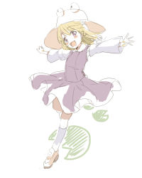 Rule 34 | 1girl, bad id, bad pixiv id, blonde hair, blush stickers, female focus, hat, moriya suwako, outstretched arms, purple eyes, short hair, sketch, solo, spread arms, touhou, ume (plumblossom)