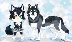 Rule 34 | animal ears, gloves, grey wolf (kemono friends), kemono friends, kemono friends 2, kemono friends 3, kikuchi milo, necktie, school uniform, shirt, skirt, tail