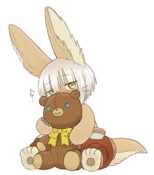 Rule 34 | 1other, brown eyes, rabbit, furry, highres, kawasemi27, made in abyss, nanachi (made in abyss), stuffed toy, short hair, white hair