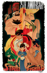 Rule 34 | 1girl, 6+boys, angry, beard, black background, blanka, blonde hair, blue eyes, border, bracelet, brown eyes, brown hair, bun cover, capcom, chest hair, china dress, chinese clothes, chun-li, clenched hand, closed mouth, colored skin, copyright name, dark skin, dhalsim, dog tags, double bun, dougi, dress, facial hair, fangs, fire, furrowed brow, green skin, guile, hair bun, hair slicked back, headband, holding, jewelry, ken masters, kwestone, long hair, looking at viewer, looking away, mohawk, multiple boys, muscular, necklace, no legwear, parted lips, polka dot, polka dot background, raised fist, ryu (street fighter), scar, short sleeves, shouryuuken, skull necklace, sleeveless, spiked bracelet, spikes, street fighter, tank top, tattoo, topless male, uppercut, very dark skin, white border, zangief