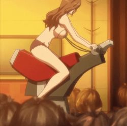 Rule 34 | 1girl, animated, animated gif, breasts, brown hair, large breasts, long hair, lowres, milking machine, panties, riding machine, seikon no qwaser, underwear