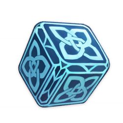 Rule 34 | artist request, blue theme, celtic knot, commentary, cube, english commentary, game cg, genshin impact, item, item focus, lowres, no humans, official art, still life, symbol, third-party source, transparent background