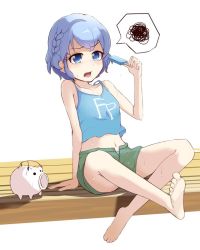 Rule 34 | 13-gou, 1girl, barefoot, blue eyes, blue hair, breasts, dorothy west, full body, navel, open mouth, pretty series, pripara, short hair, solo
