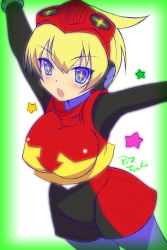 Rule 34 | 10s, 1girl, blonde hair, blue eyes, breasts, concrete revolutio, earth-chan (concrete revolutio), fumitsuki kyou, large breasts, pantyhose, solo, star-shaped pupils, star (symbol), symbol-shaped pupils