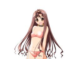 Rule 34 | 1girl, akata itsuki, bikini, bra, game cg, hime-sama ririshiku!, lingerie, long hair, momi chinaki, panties, pink bikini, solo, swimsuit, tachi-e, transparent background, underwear, underwear only