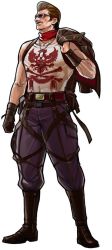 Rule 34 | 1boy, advance wars, advance wars: days of ruin, belt, belt buckle, belt pouch, boots, brown hair, buckle, clenched hand, dog tags, full body, gloves, grin, hiroaki (kof), jacket, knee boots, leather, leather jacket, legs apart, male focus, military, military uniform, muscular, official art, pouch, scarf, short hair, sideburns, simple background, single glove, smile, solo, standing, star (symbol), strap, sunglasses, tank top, uniform, waylon, wristband