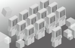 Rule 34 | cube, eruri (mgmn), gradient background, grey background, greyscale, koronba, koronba 4-gou, looking away, monochrome, no humans, non-humanoid robot, robot, utau
