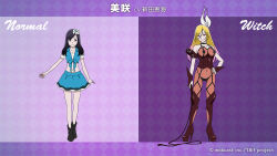 Rule 34 | 18if, bdsm outfit, black hair, blonde hair, character sheet, dual persona, idol, misaki (18if), official art, whip