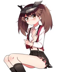 Rule 34 | 10s, 1girl, brown eyes, brown hair, kantai collection, long hair, ryuujou (kancolle), sharlorc, solo, torn clothes, twintails, visor cap