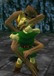 Rule 34 | animated, animated gif, blonde hair, blue eyes, boots, green shirt, link, lowres, male focus, monster, nintendo, open mouth, pointy ears, rape, redead, shirt, struggling, the legend of zelda, the legend of zelda: ocarina of time, aged down, zombie