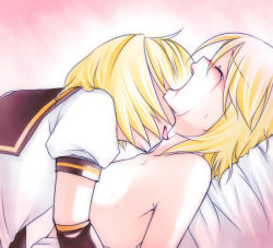 Rule 34 | 1boy, 1girl, asagi (pixiv216587), asagi (seal47), blonde hair, brother and sister, closed eyes, clothed sex, crying, hetero, implied sex, incest, kagamine len, kagamine rin, licking, open mouth, out of frame, profile, sex, short hair, siblings, tears, topless, twincest, twins, vocaloid