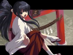 Rule 34 | 1girl, hakama, hakama skirt, japanese clothes, miko, natori (natorism), original, red hakama, skirt, solo, tabi, torii