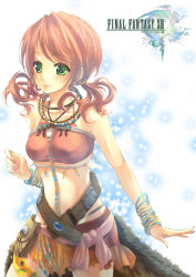 Rule 34 | 10s, 1girl, bare shoulders, bracelet, earrings, female focus, final fantasy, final fantasy xiii, jewelry, lilithbloody, oerba dia vanille, red hair, short hair, short twintails, solo, twintails, white background