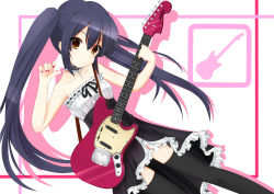 Rule 34 | 1girl, bad id, bad pixiv id, black hair, brown eyes, don&#039;t say &quot;lazy&quot;, dress, female focus, guitar, if (asita), instrument, k-on!, long hair, nakano azusa, solo, tatapopo, thighhighs, twintails