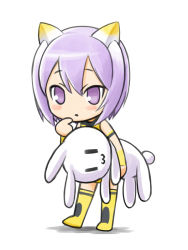 Rule 34 | 10s, 1girl, :3, puff of air, animal ears, azuma doguu, blush, boots, busou shinki, carrying, carrying under arm, cat ears, chibi, detached sleeves, doll, finger to mouth, full body, holding, holding stuffed toy, looking at viewer, partio, pointing, pointing at self, purple eyes, purple hair, shadow, short hair, simple background, solo, standing, stuffed animal, stuffed rabbit, stuffed toy, white background, yellow footwear, | |