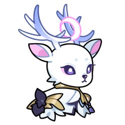 Rule 34 | animal, chibi, closed mouth, commentary, crescent, crescent hair ornament, deer, diana (honkai impact), english commentary, hair ornament, honkai (series), honkai impact 3rd, horns, official art, purple eyes, transparent background, upper body